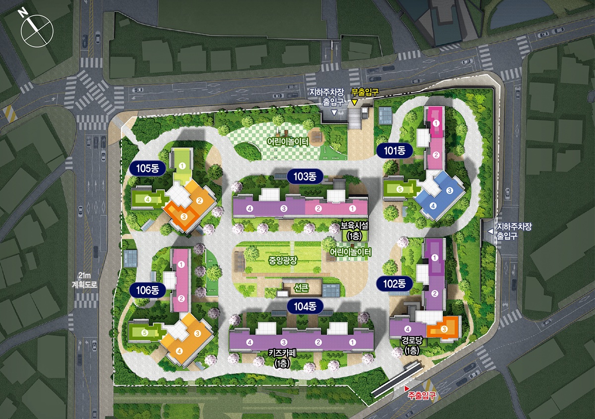 새절역 두산위브 트레지움 단지 배치도