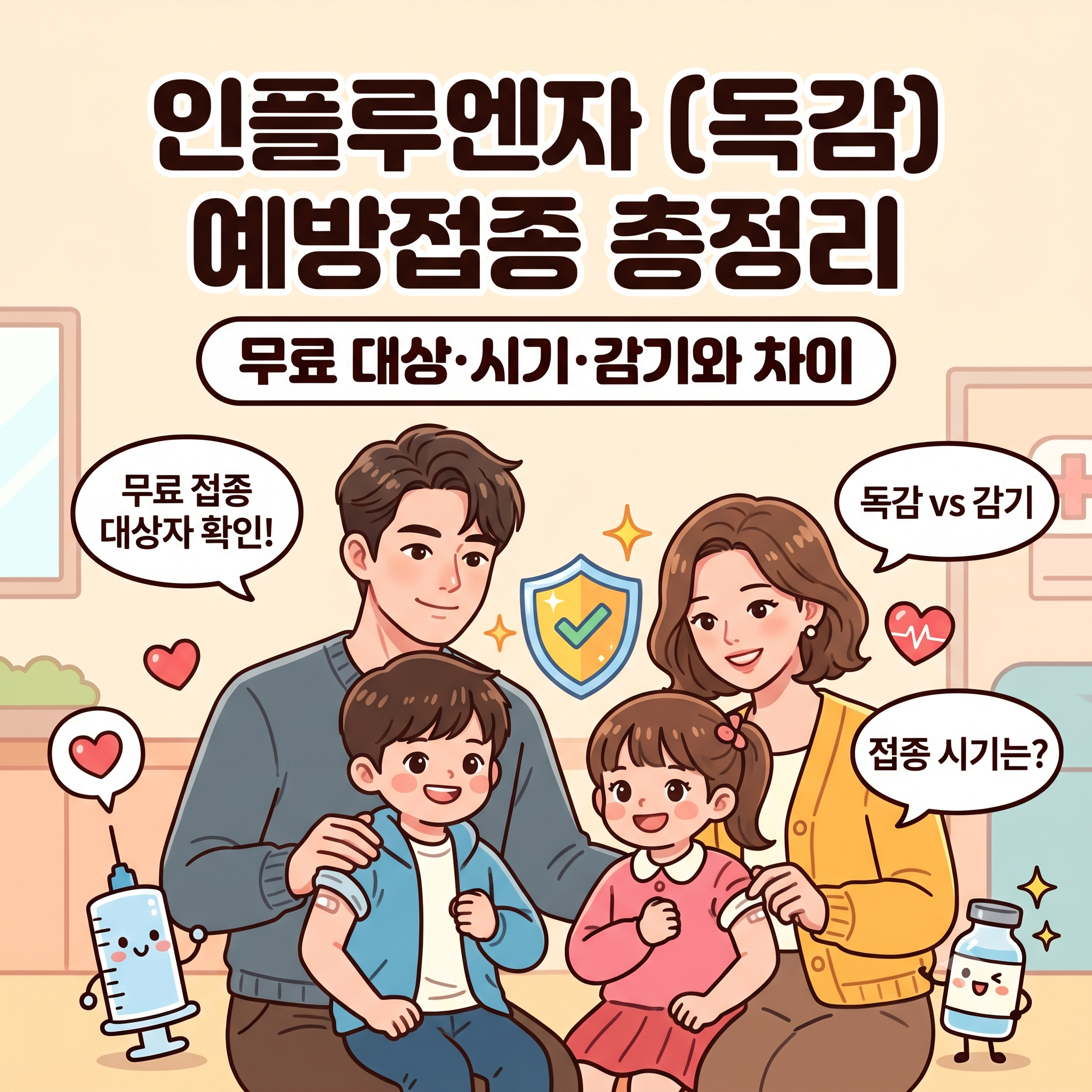 인플루엔자 뜻과 독감 예방접종 총정리 무료 대상&middot;시기&middot;감기와 차이