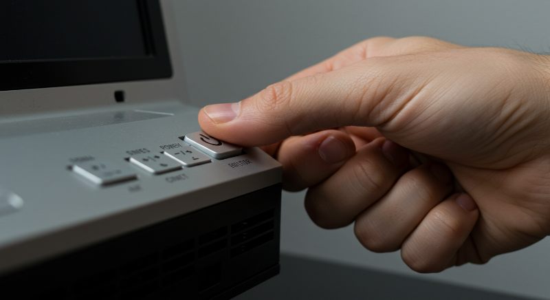 전원 버튼을 길게 눌러 컴퓨터를 강제로 종료합니다.