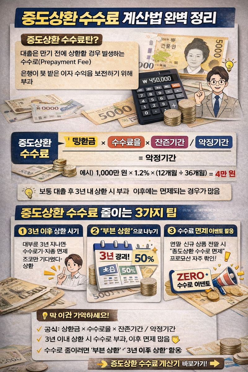 중도상환 수수료 계산 공식