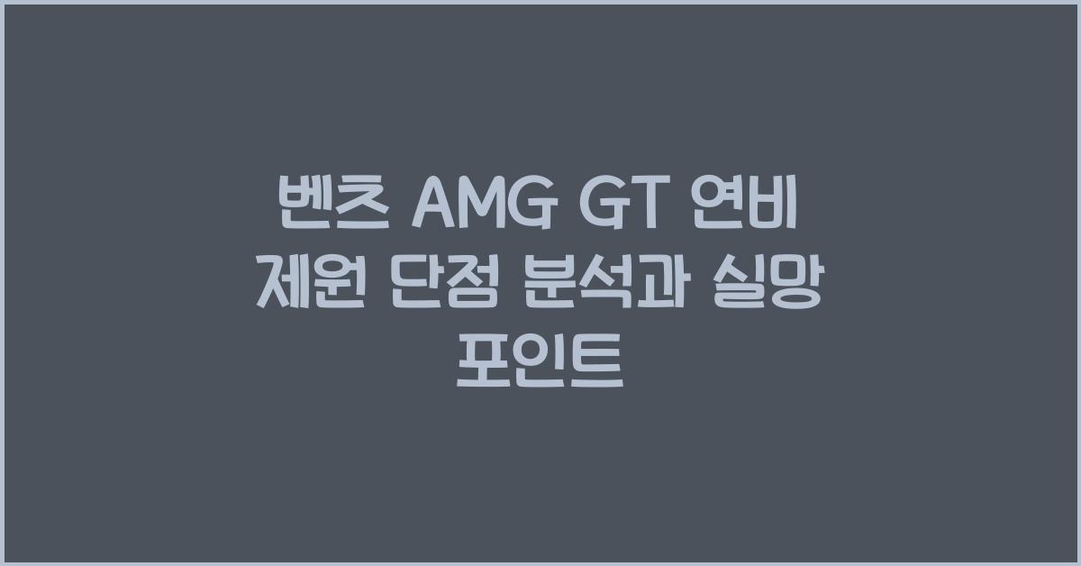 벤츠 AMG GT 연비 제원 단점