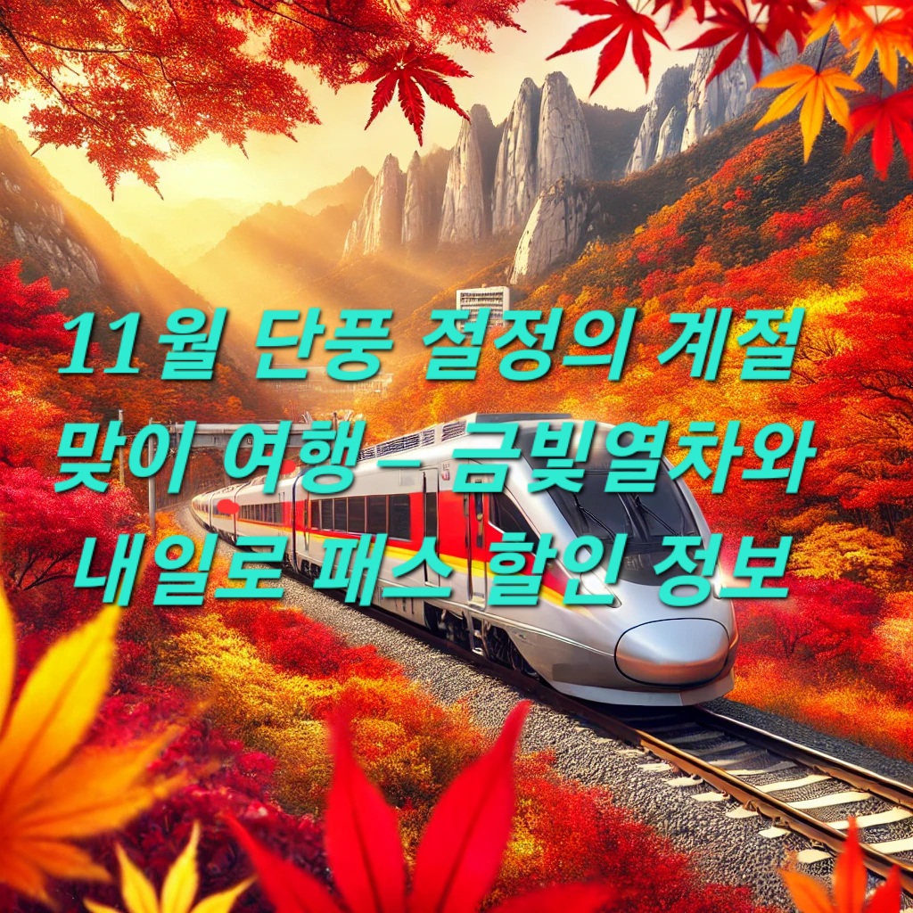 단풍이 물든 산길 철로를 달리는 이미지의 썸네일