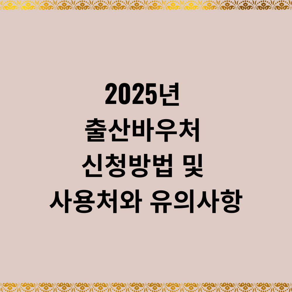 2025년 출산바우처 신청방법 및 사용처와 유의사항