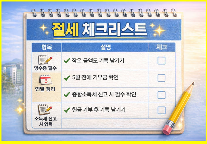 종교 헌금 기부금 절체 체크리스트