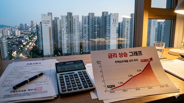 금리 인상 시 주택담보대출 월 상환액 증가 계산 예시 이미지