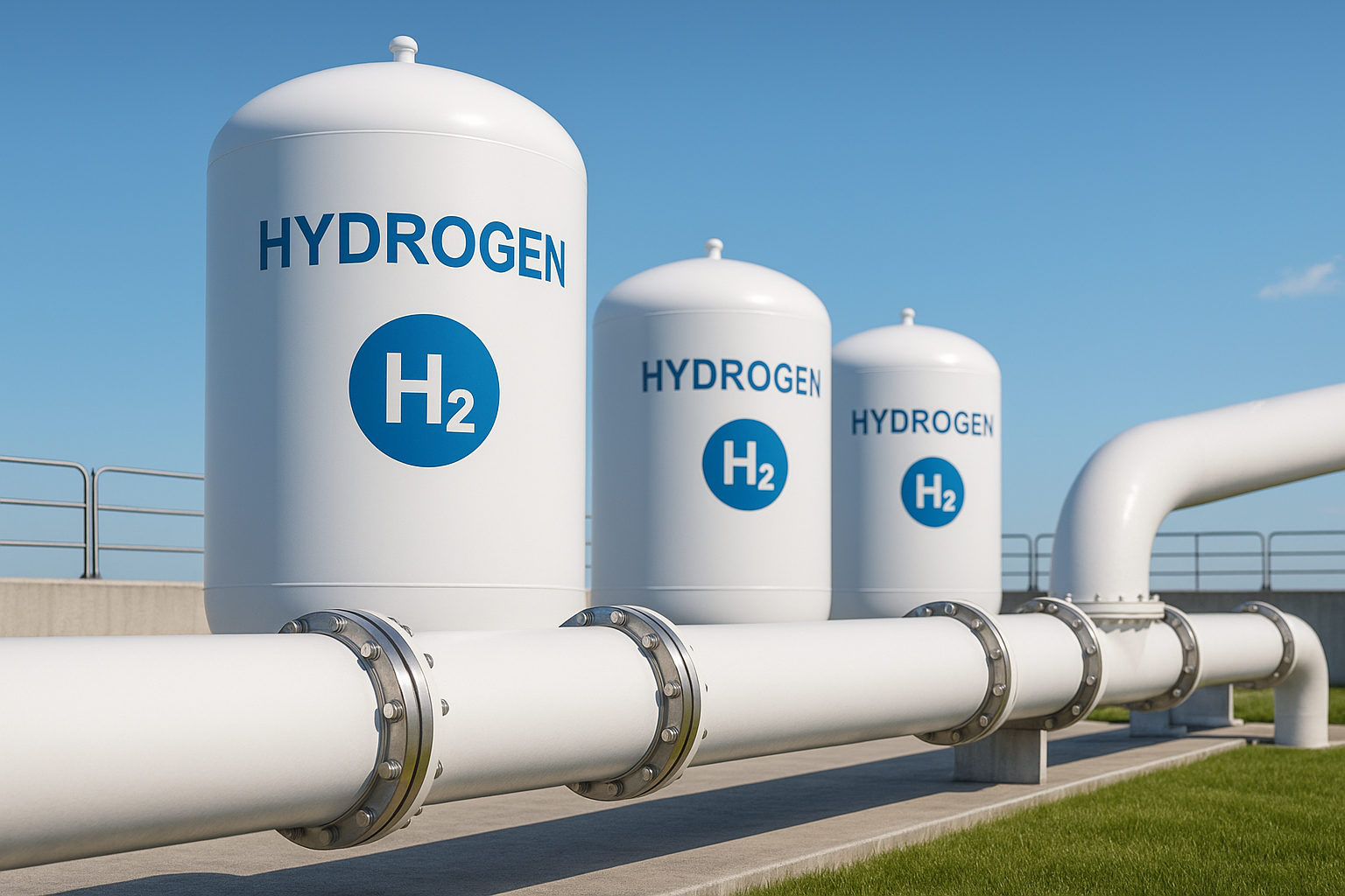 hydrogen storage tanks and pipeline for clean energy industry