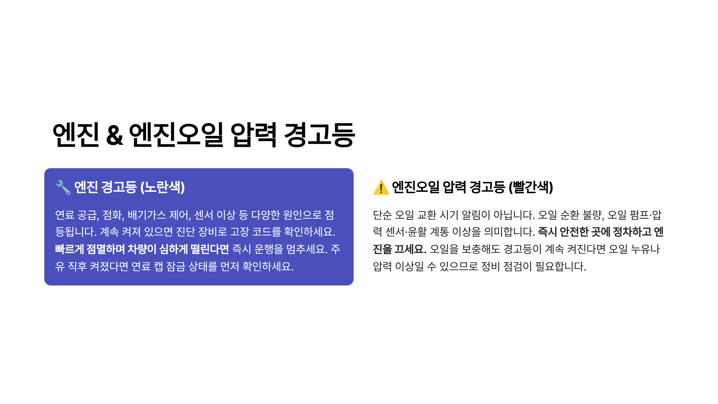 차량 계기판 경고등 종류