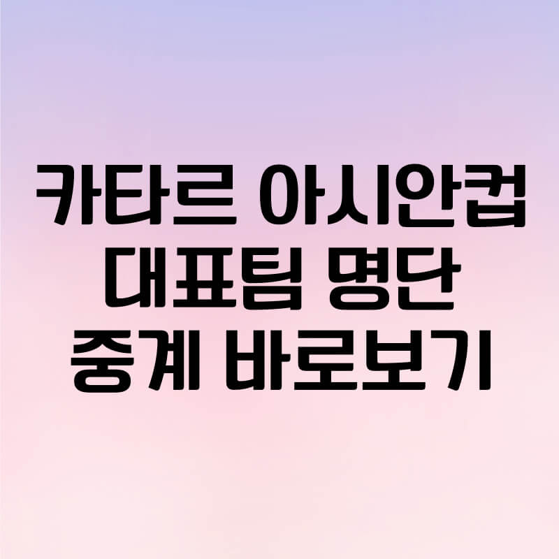 카타르 아시안컵 경기일정 대표팀 명단 중계 바로보기