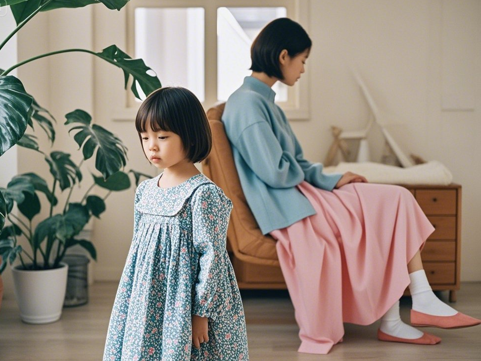 자녀와 대화가 어려운 이유를 상징하는 아이와 부모의 거리감 이미지