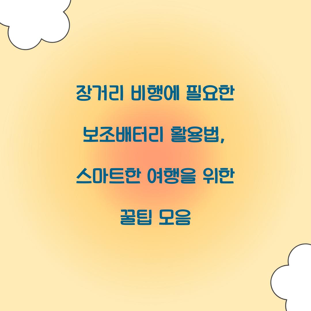 장거리 비행에 필요한 보조배터리 활용법