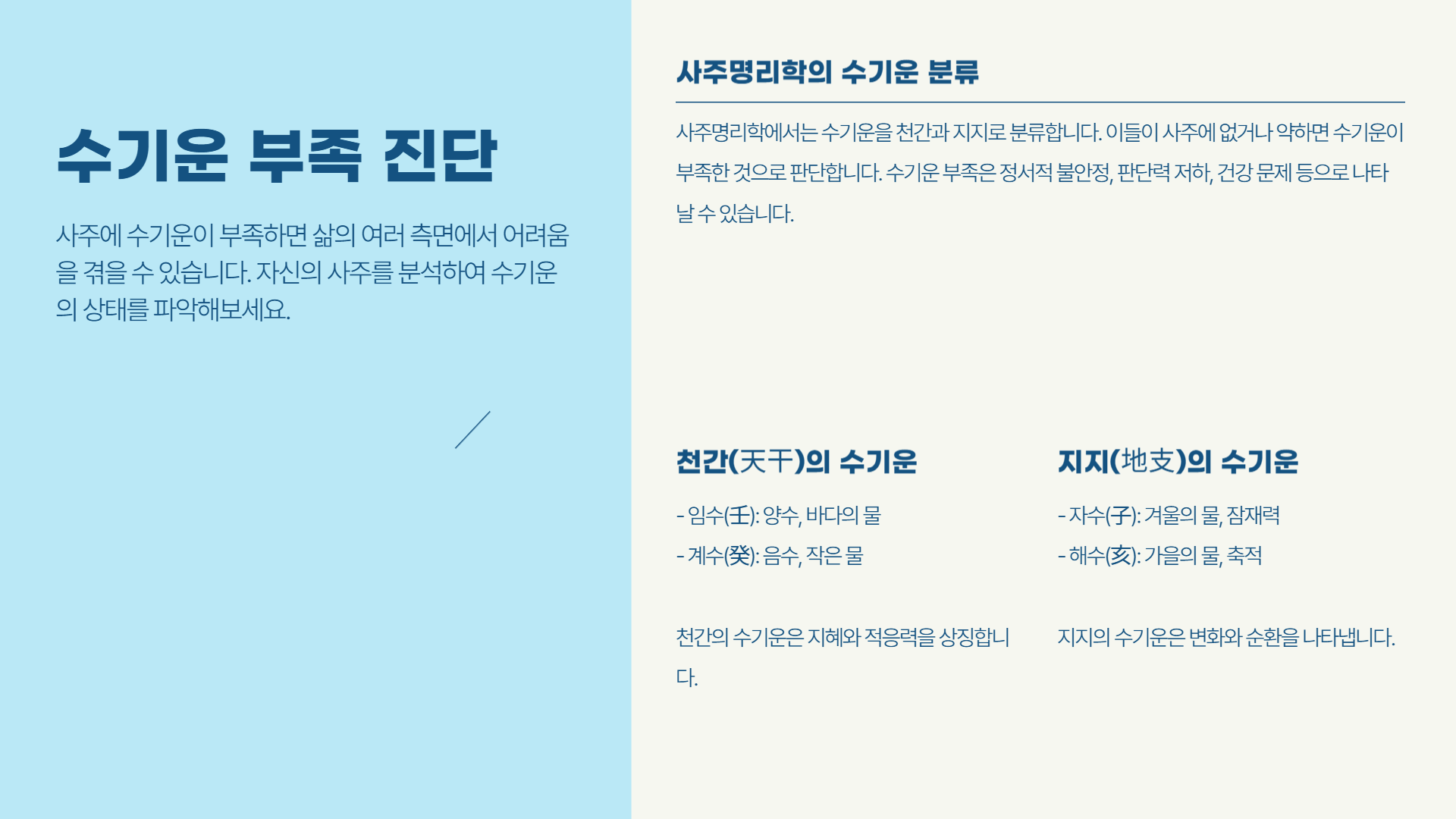 수(水)기운이 부족할 때