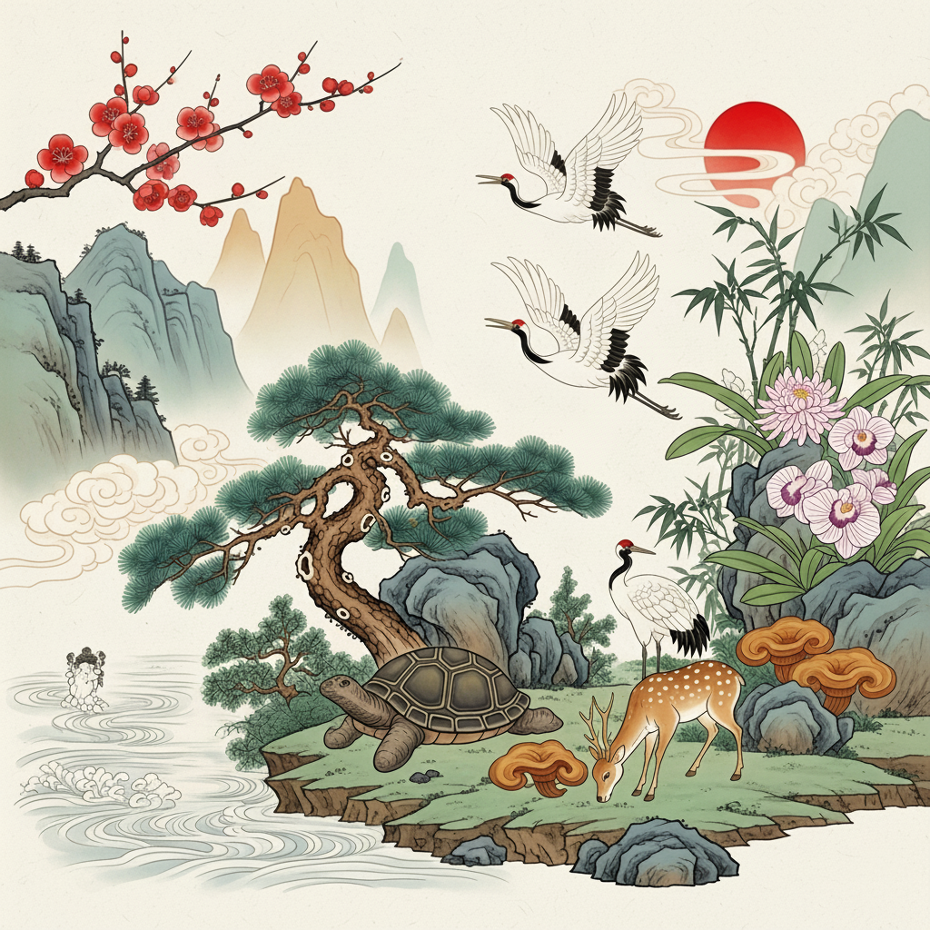 십장생과 사군자 (상서로운 기운이 모이다)