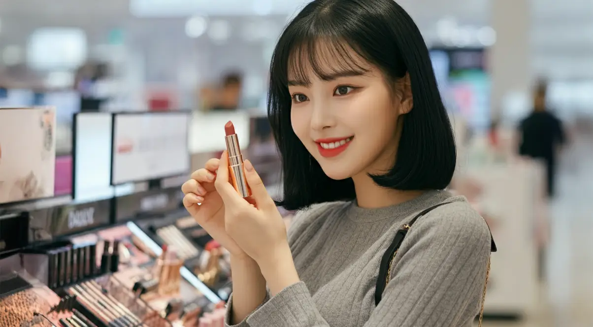 화장품 쇼핑을 하는 여성