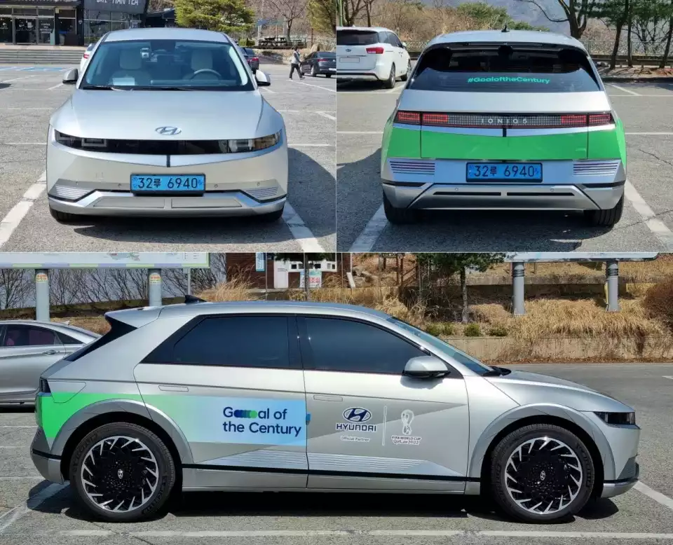 아이오닉 5의 앞, 뒤, 옆모습을 살폈습니다.