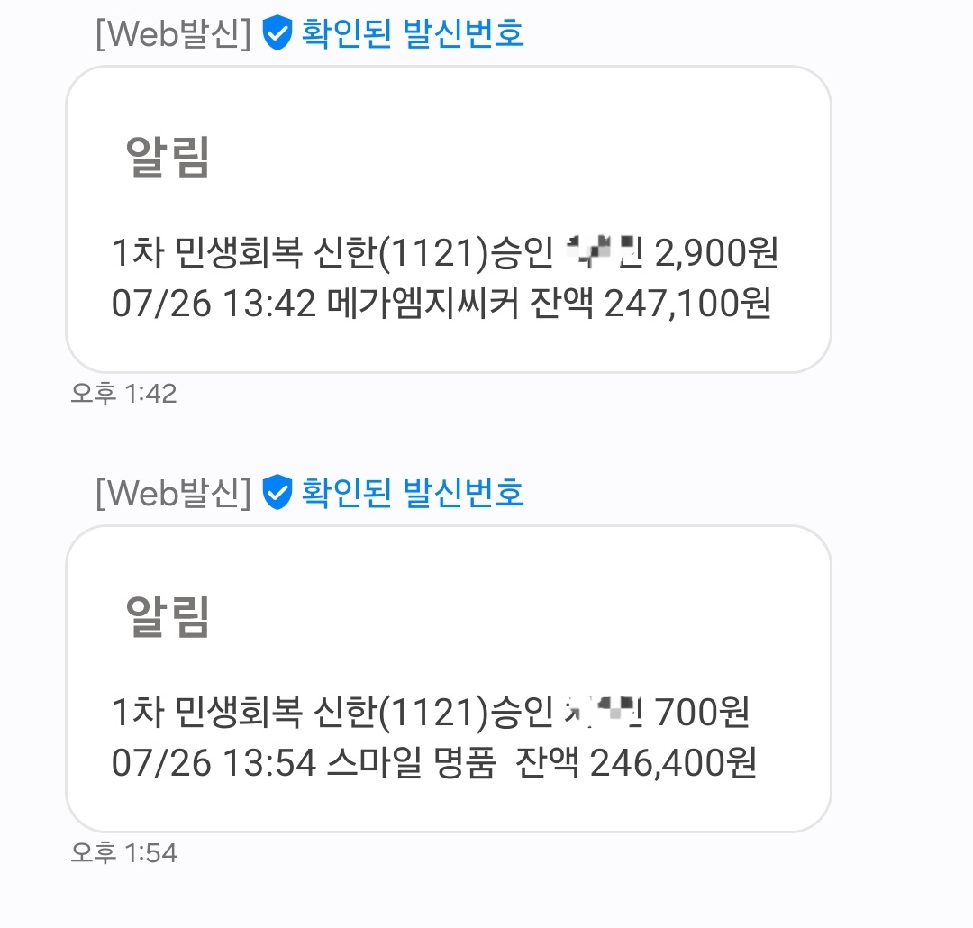 민생지원금 잔액안내