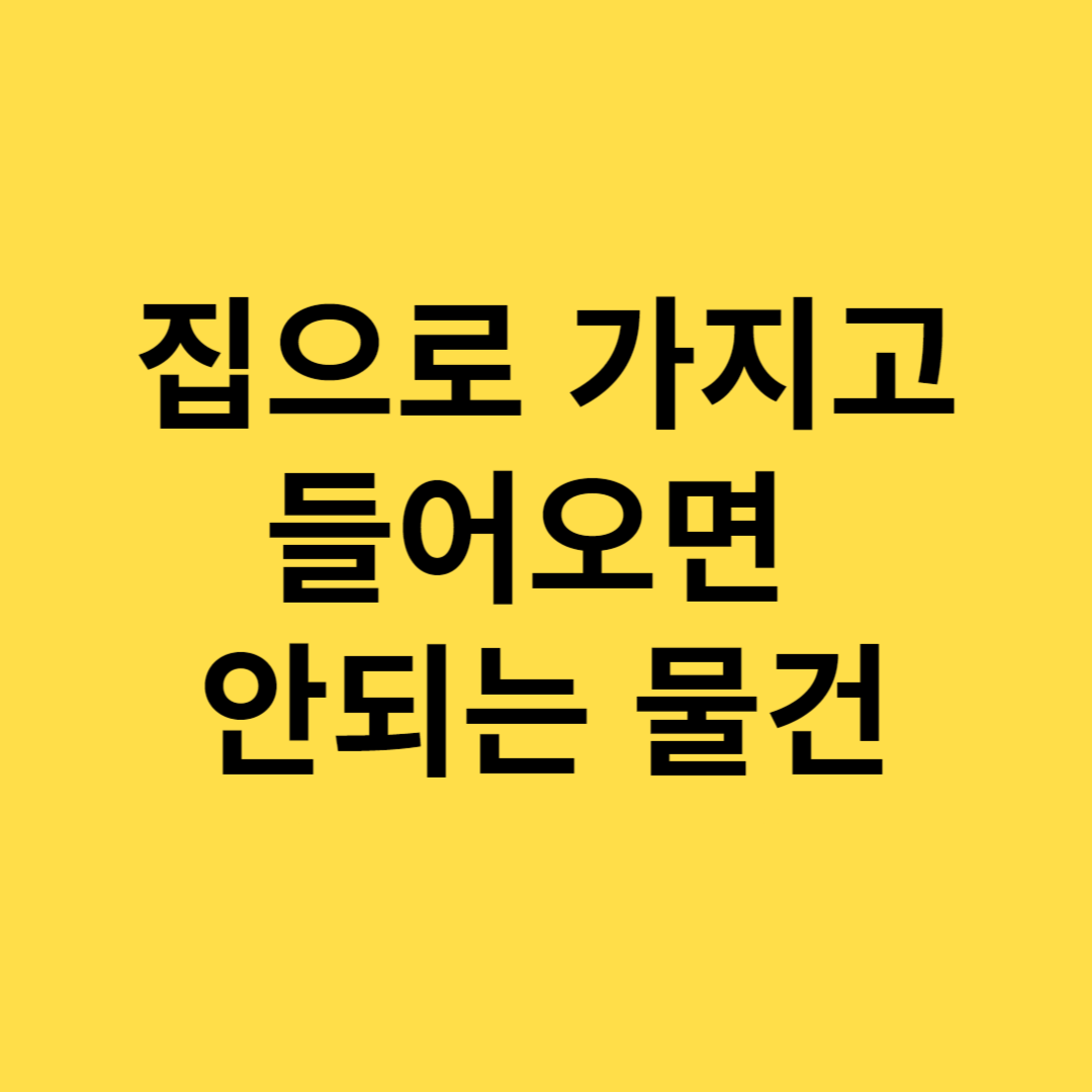 집으로 가지고 들어오면 안되는 물건