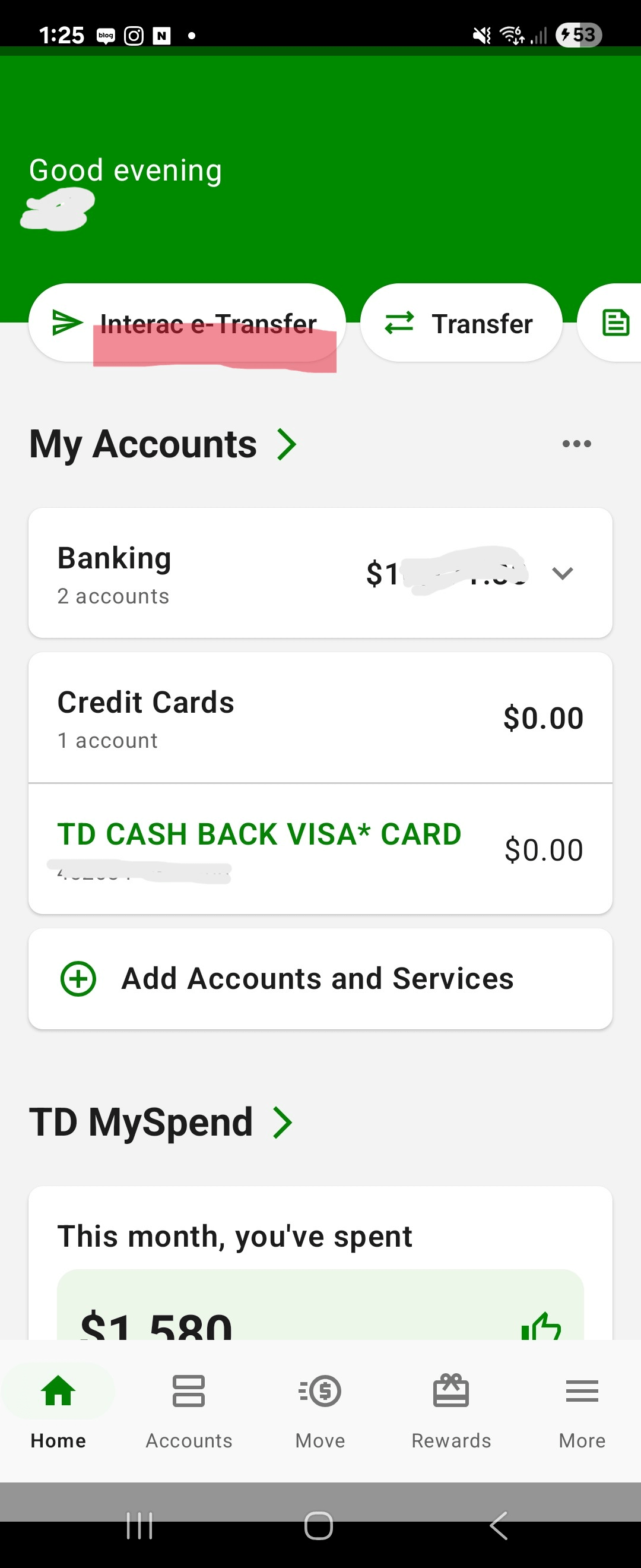 캐나다 e-transfer 화면