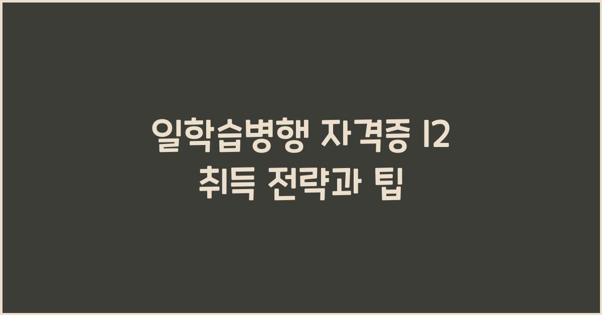 일학습병행 자격증 l2
