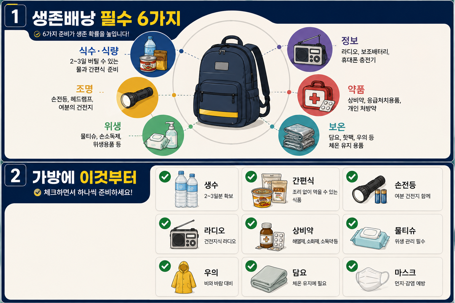 재난 대비 비상 생존배낭 준비물 9가지 체크리스트