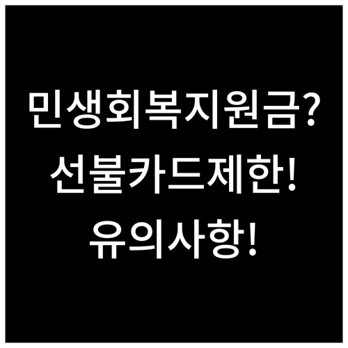 민생회복지원금 선불카드 사용처 제한과..