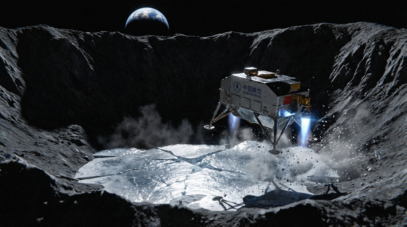 달의 어두운 분화구 내부에서 뛰어오르며 얼음을 탐사하는 중국의 최첨단 호퍼 로봇