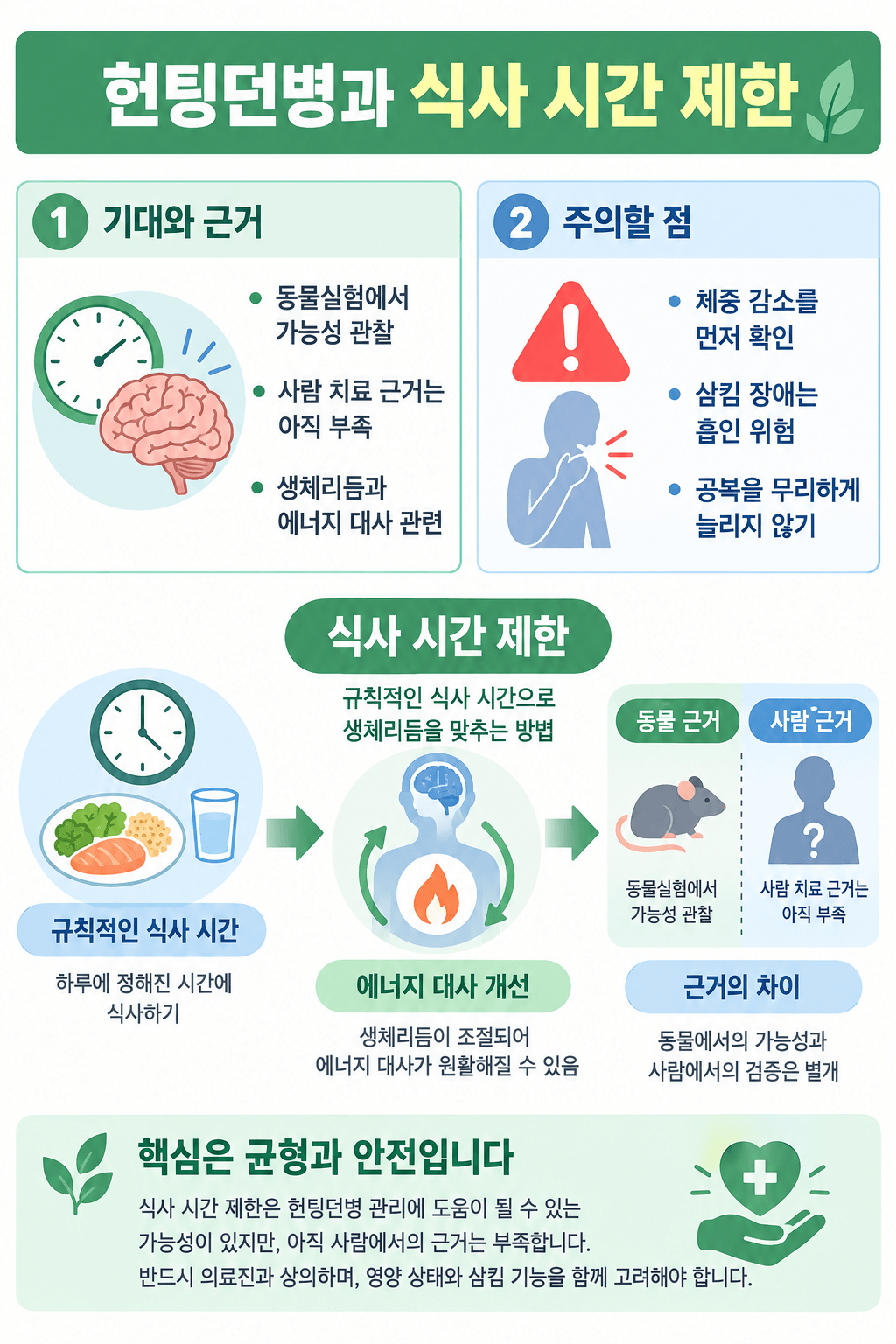헌팅던병과 식사 시간 제한의 현재 근거를 한눈에 정리