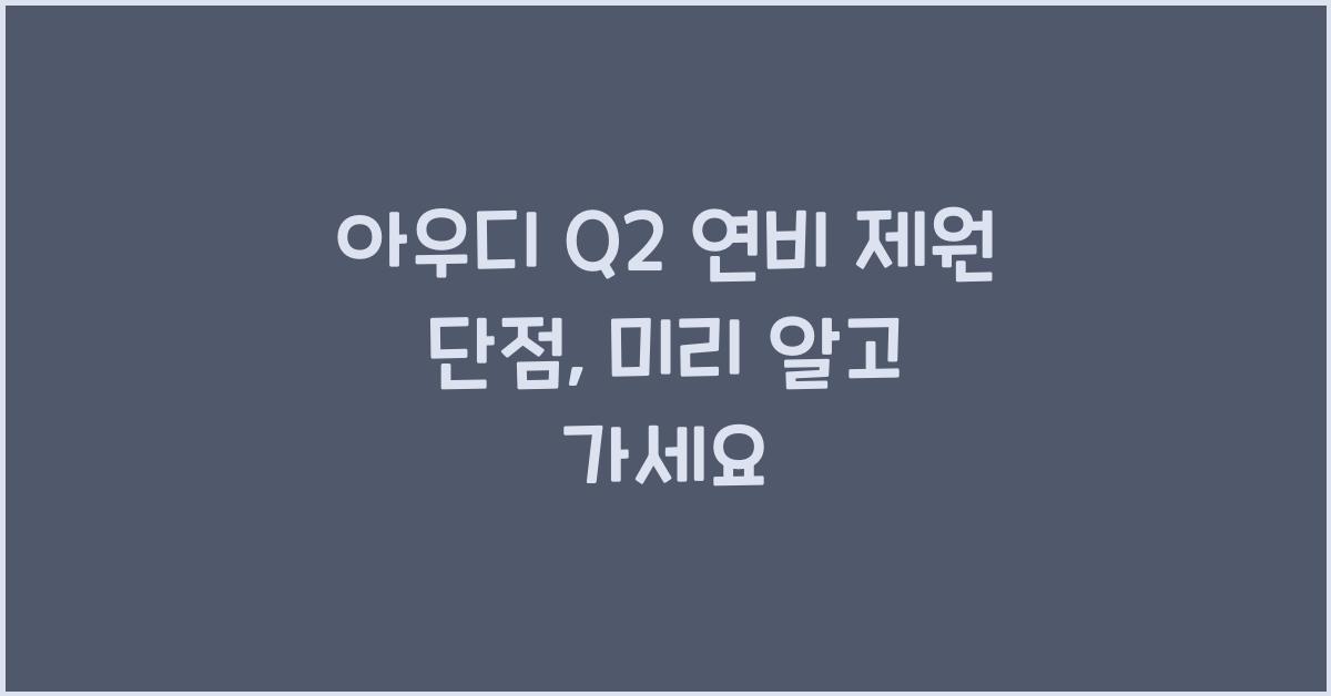 아우디 Q2 연비 제원 단점