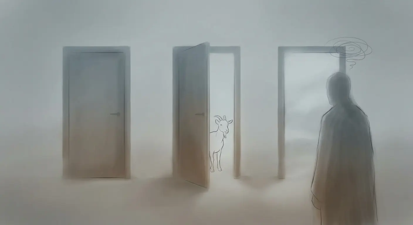 An illustration showing the first point of misunderstanding in the Monty Hall problem