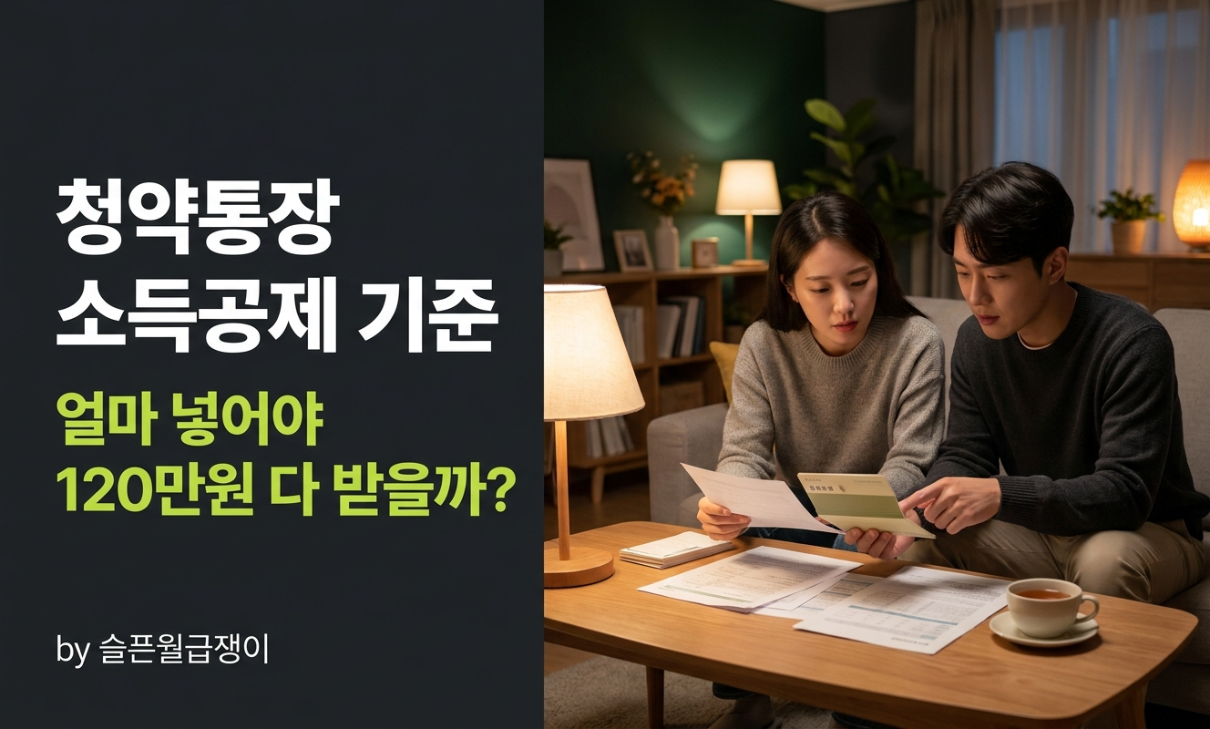 거실 테이블에서 서류 정리하는 부부