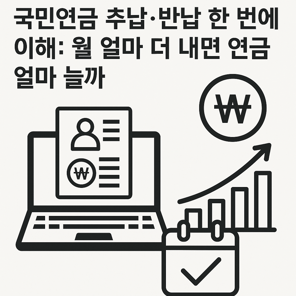 국민연금 추납·반납 한 번에 이해: 월 얼마 더 내면 연금 얼마 늘까