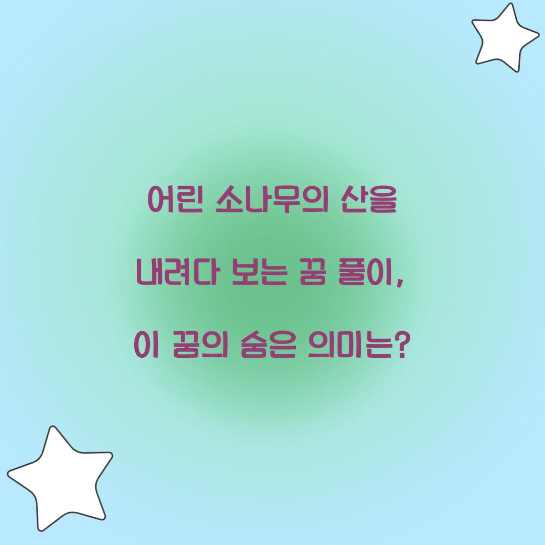 어린 소나무의 산을 내려다 보는 꿈 풀이 해몽 해석