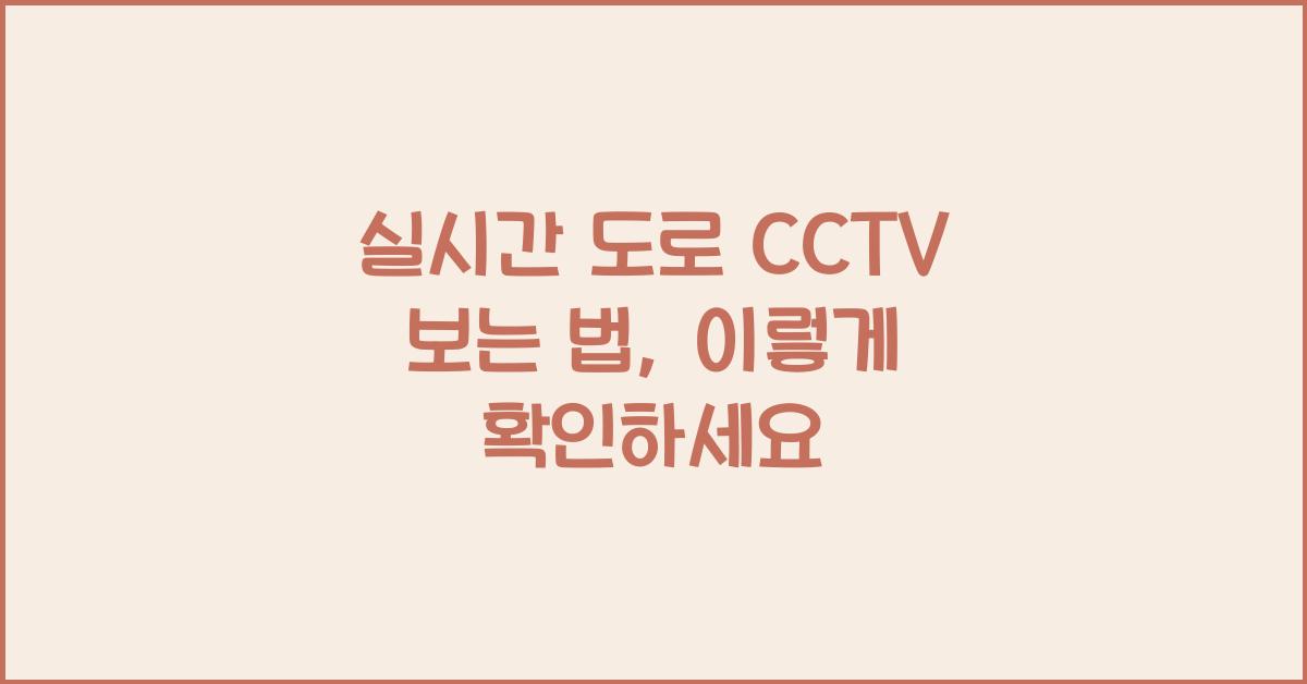 실시간 도로 cctv 보는 법