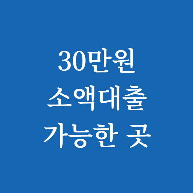 30만원 소액대출 가능한 곳