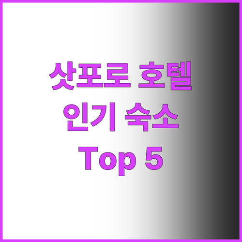 삿포로 호텔 추천 여행객에게 인기있는..