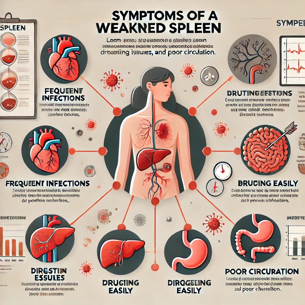 "비장이 약해졌을 때 나타나는 증상: 피로, 잦은 감염, 멍이 쉽게 듦, 소화 문제"