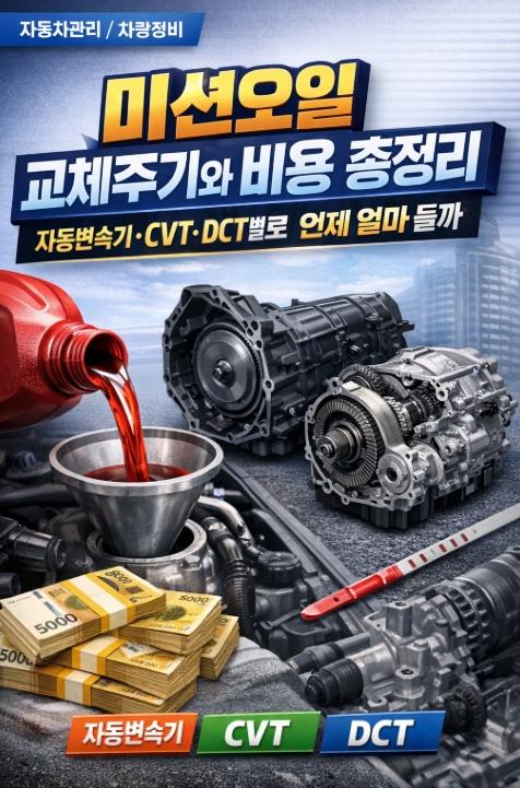 미션오일 교체주기와 비용 총정리, 자동변속기&middot;CVT&middot;DCT별로 언제 얼마 들까