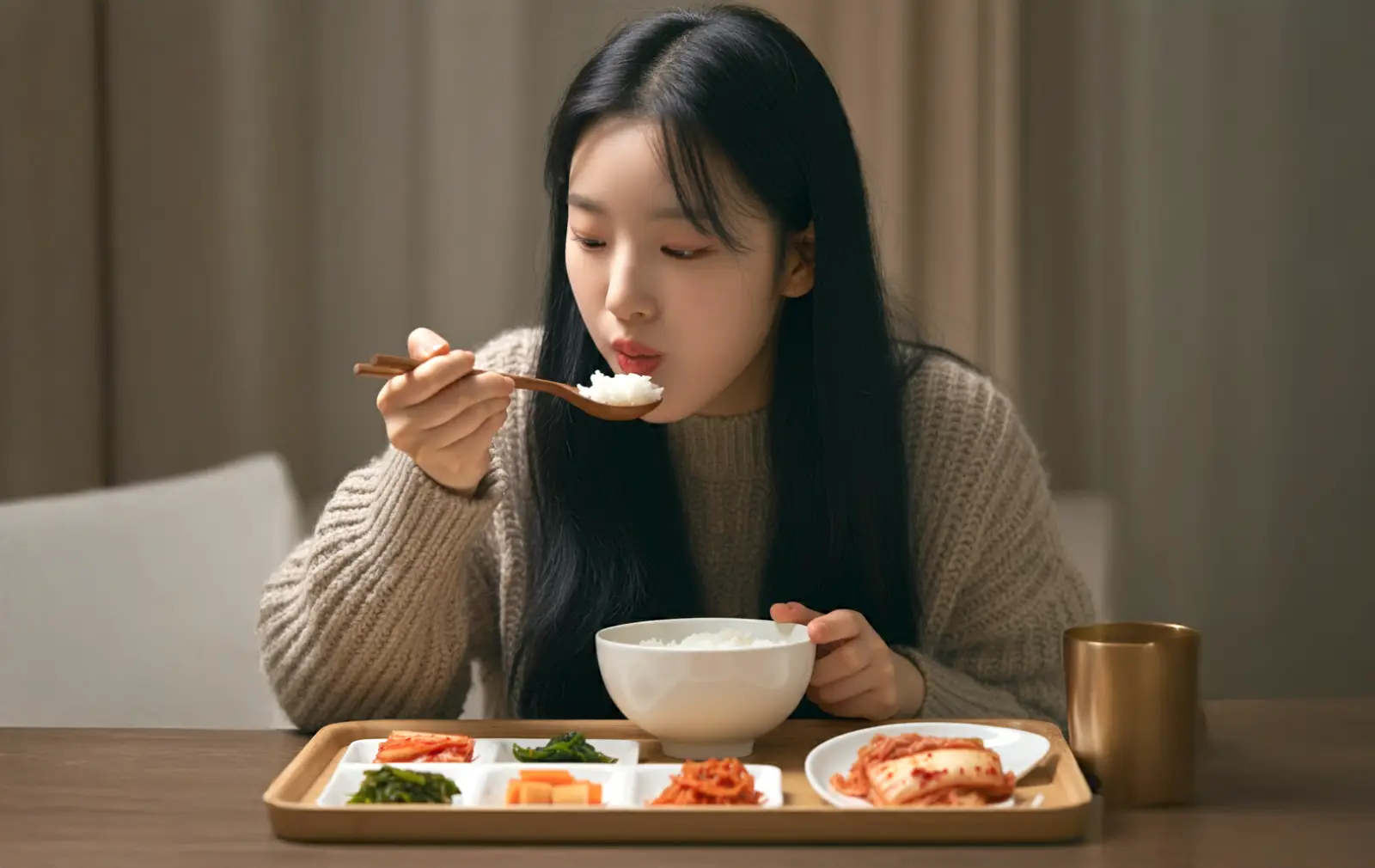 식사를 하는 여성