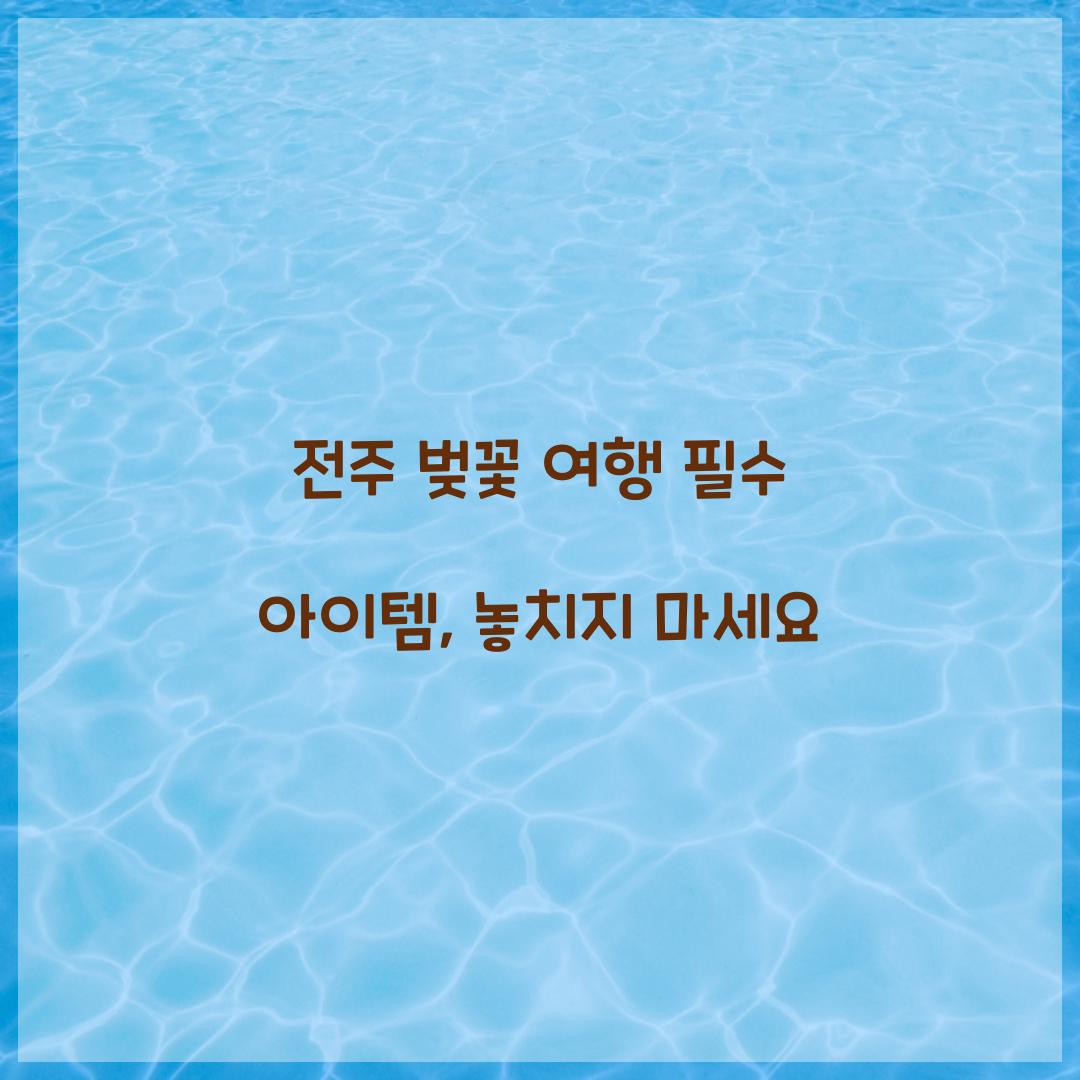 전주 벚꽃 여행 필수 아이템