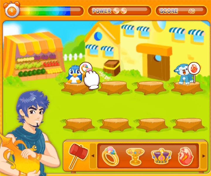 펭귄이-원하는-반지-아이템을-주고-점수를-획득하는-화면