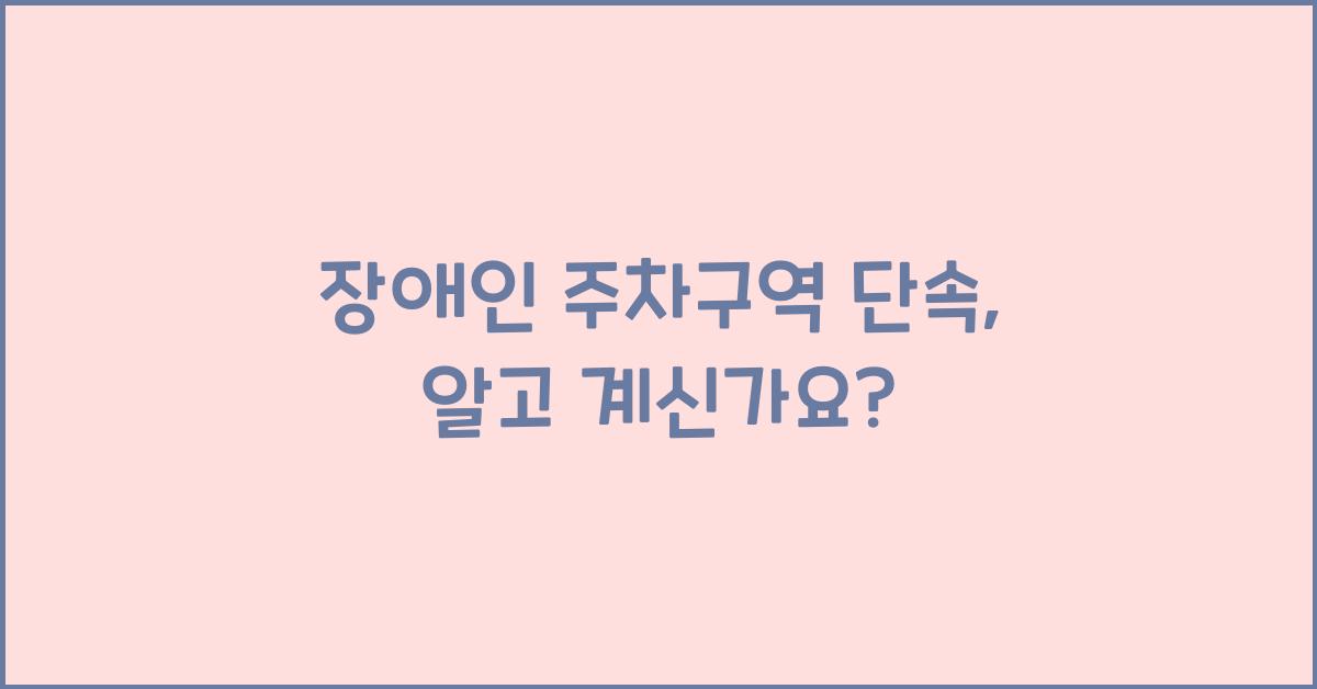 장애인 주차구역 단속