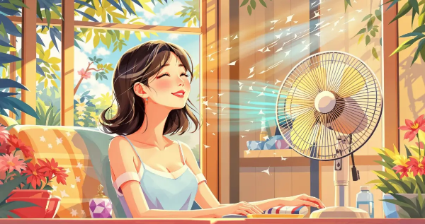 여름-여자-선풍기-거실