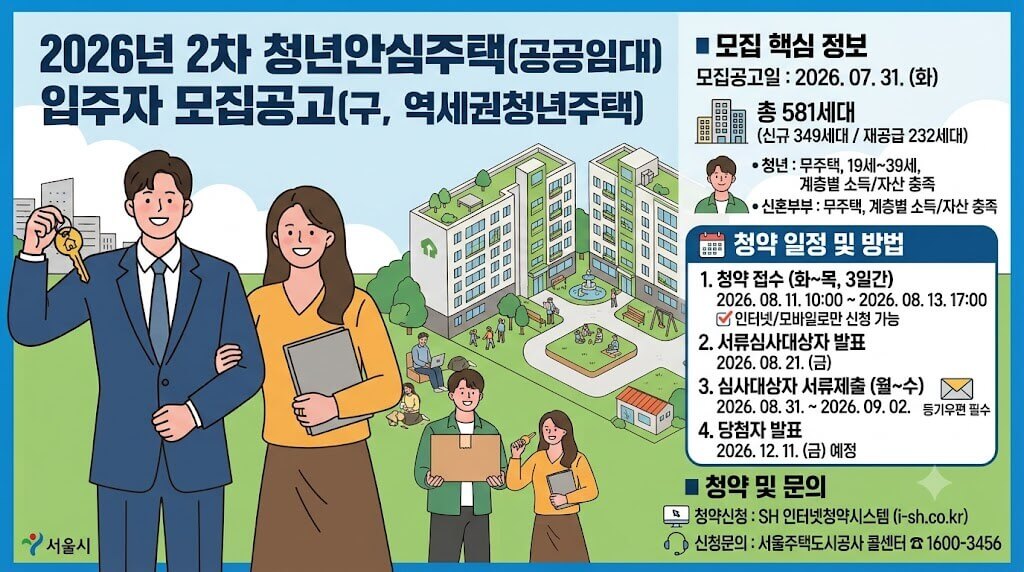 서울 청년안심주택 2차 입주자 모집 안내 포스터 이미지