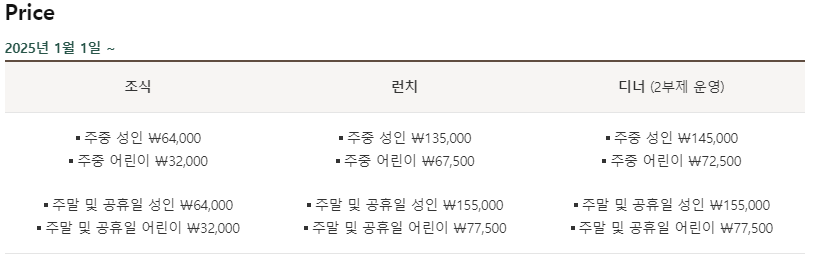 뷔페가격정보