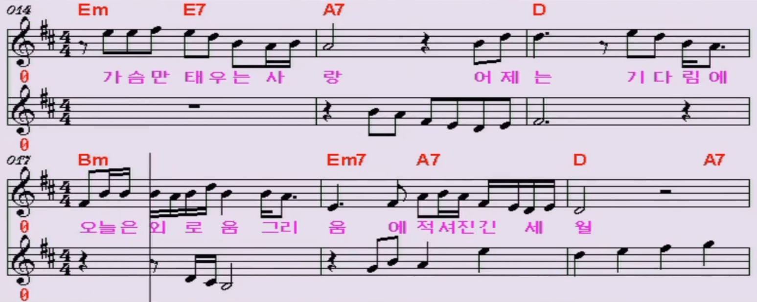 진미령 미운사랑 노래방 악보