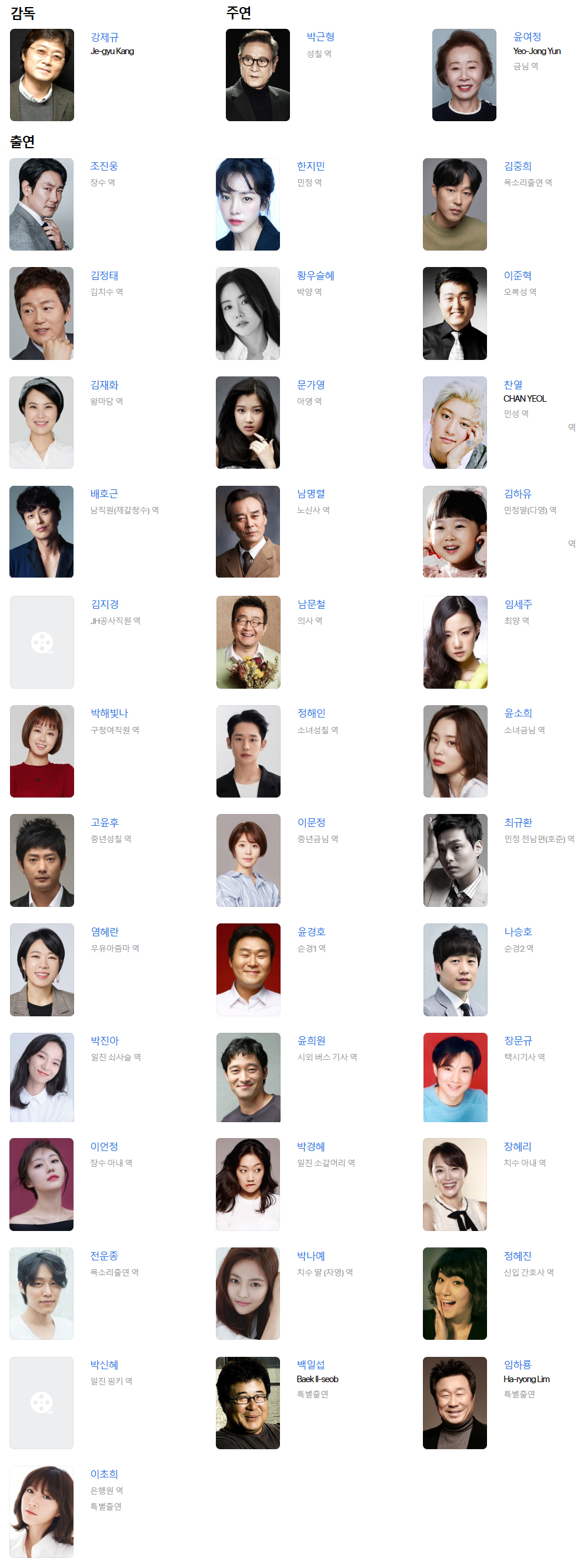 장수상회 출연진