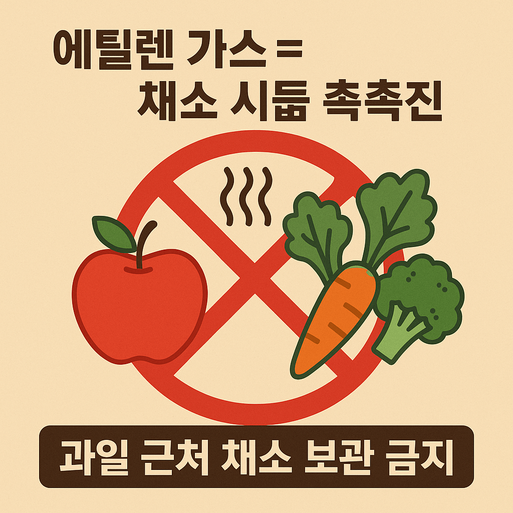 에틸렌 가스는 주변 채소를 빠르게 늙게 만든다