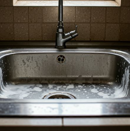 싱크대 물때 청소 전