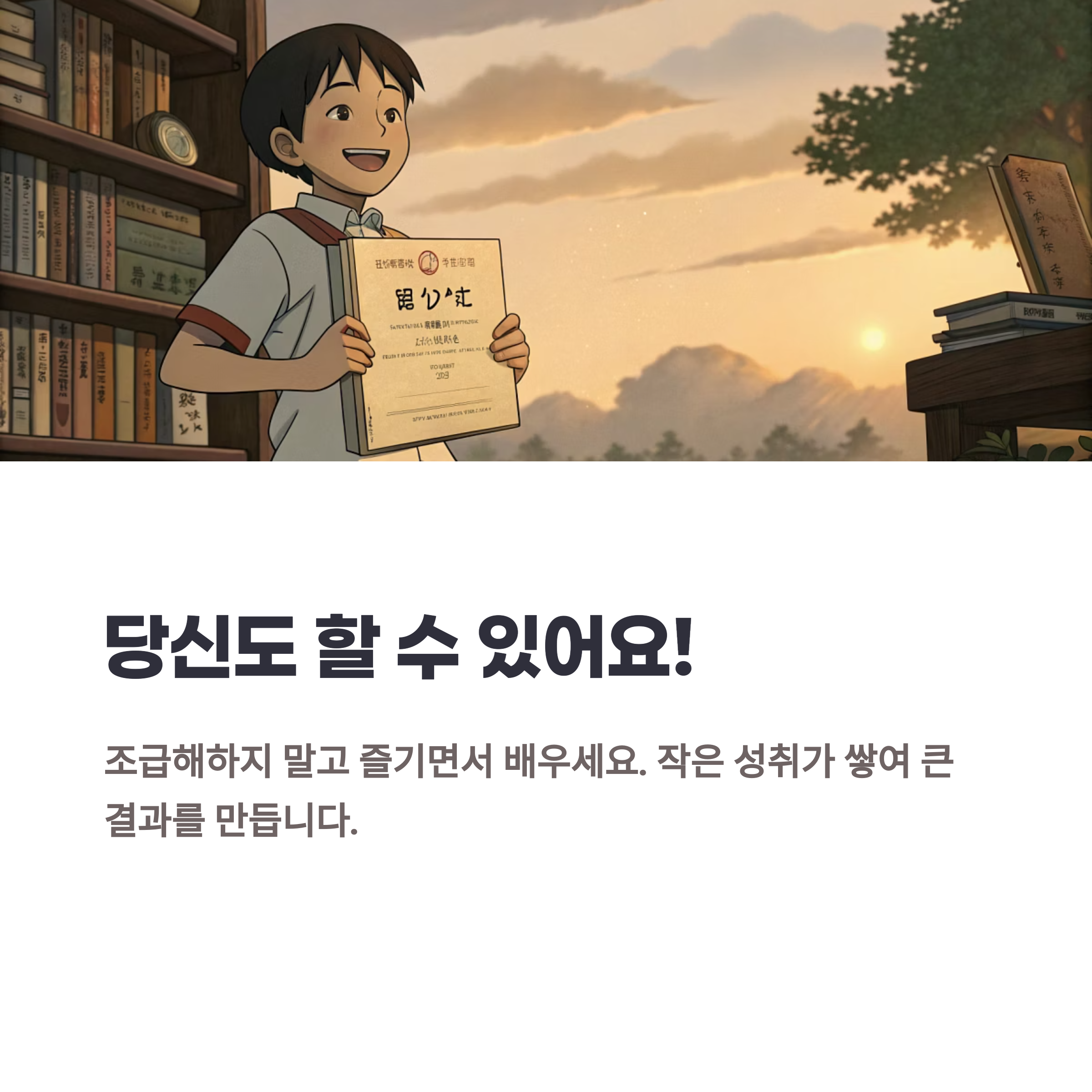 "꿈을 향해 나아가세요!"라는 일본어 캘리그라피 이미지