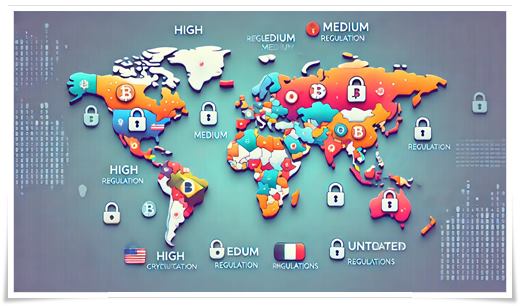 암호화폐 규제 현황을 나타내는 세계 지도