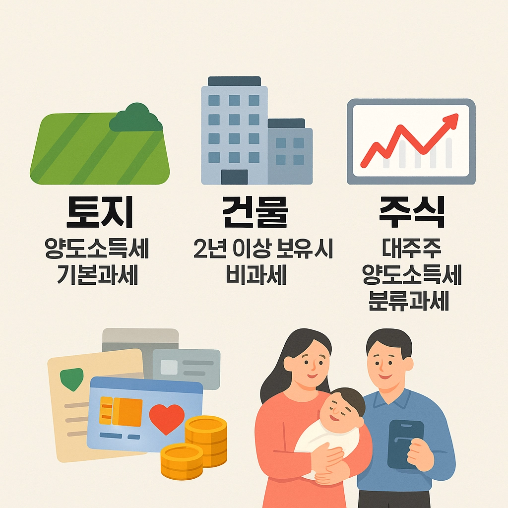 양도소득세 과세대상 토지 건물 주식 구분 기준 안내